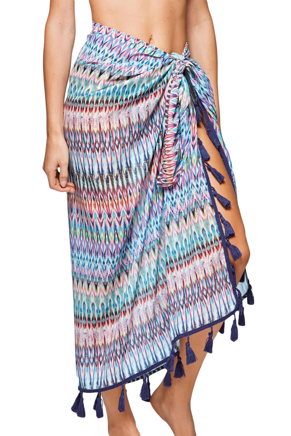 F4554 Zig Zag Print Tassel Sarong